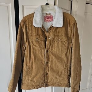 Brooklyn Cloth Brown Corduroy Jacket with White Sherpa Collar